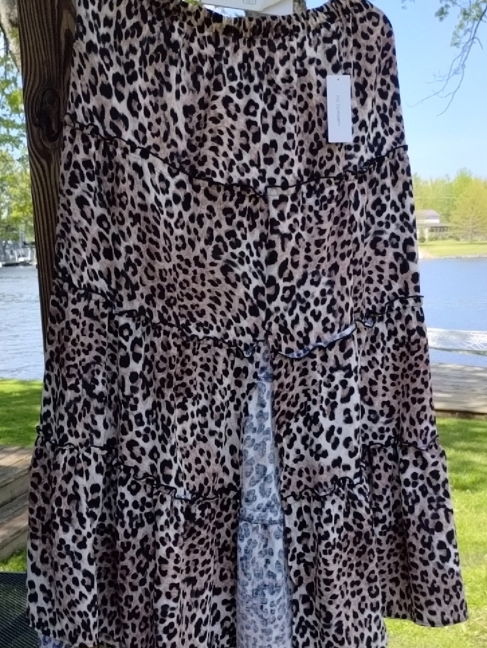 Leopard Print Tiered Skirt Set - Tan & Black